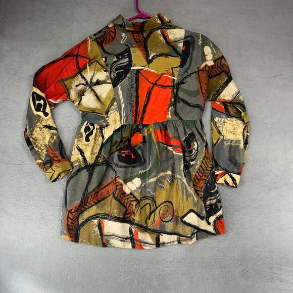 John Mark Art To Wear Multicolor Abstract Button Down Tunic Blouse  SMALL - Picture 6 of 8